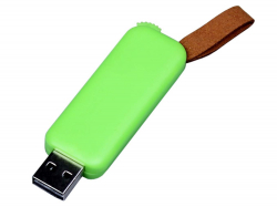 USB-флешка промо на 16 Гб прямоугольной формы, выдвижной механизм, зеленый