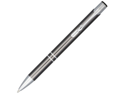 Кнопочная шариковая ручка Moneta из анодированного алюминия, синие чернила, серый