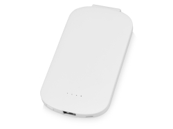 Портативное зарядное устройство Pin на 4000 mAh с большой площадью нанесения и клипом для крепления к одежде или сумке, белый