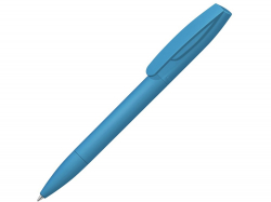 Шариковая ручка Coral Gum  с прорезиненным soft-touch корпусом и клипом., голубой