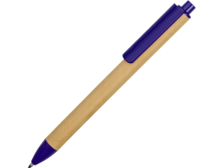 Ручка картонная пластиковая шариковая Эко 2.0, бежевый/синий