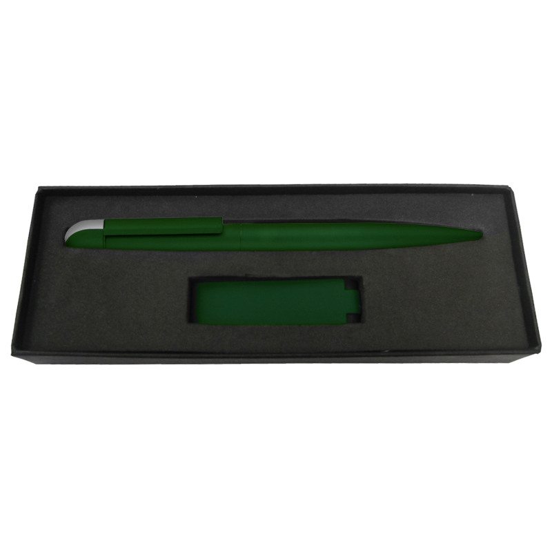 Набор ручка + флеш-карта 8 Гб в футляре, темно-зеленый, покрытие soft touch