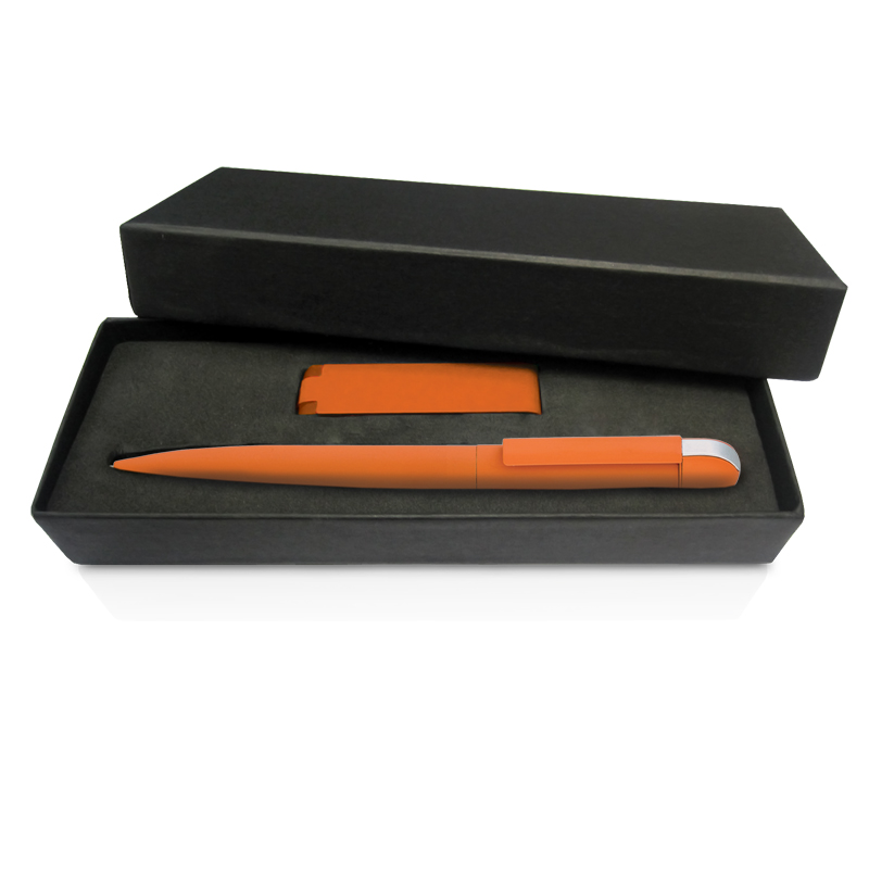 Набор ручка + флеш-карта 8 Гб в футляре, оранжевый, покрытие soft touch