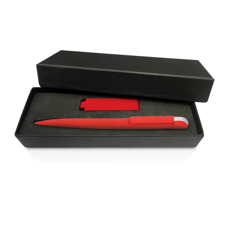 Набор ручка + флеш-карта 8 Гб в футляре, красный/черный, покрытие soft touch