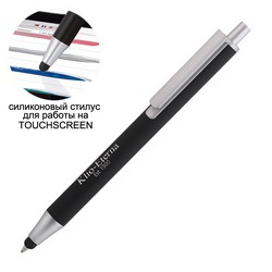 Ручка шариковая со стилусом FLUTEsofttouch Stylus, черный/серебристый, , покрытие soft touch