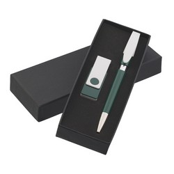 Набор ручка + флеш-карта 8Гб в футляре, темно-зеленый/белый