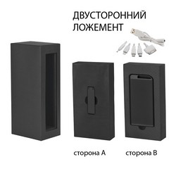 Набор зарядное "Theta" 4000 mAh + флеш-карта "Case" 8Гб  в футляре, черный, покрытие soft touch