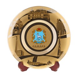 Тарелка сувенирная "Самара", с цветным гербом