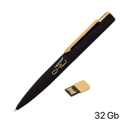 Ручка шариковая "Callisto" с флеш-картой 32GB, покрытие soft touch