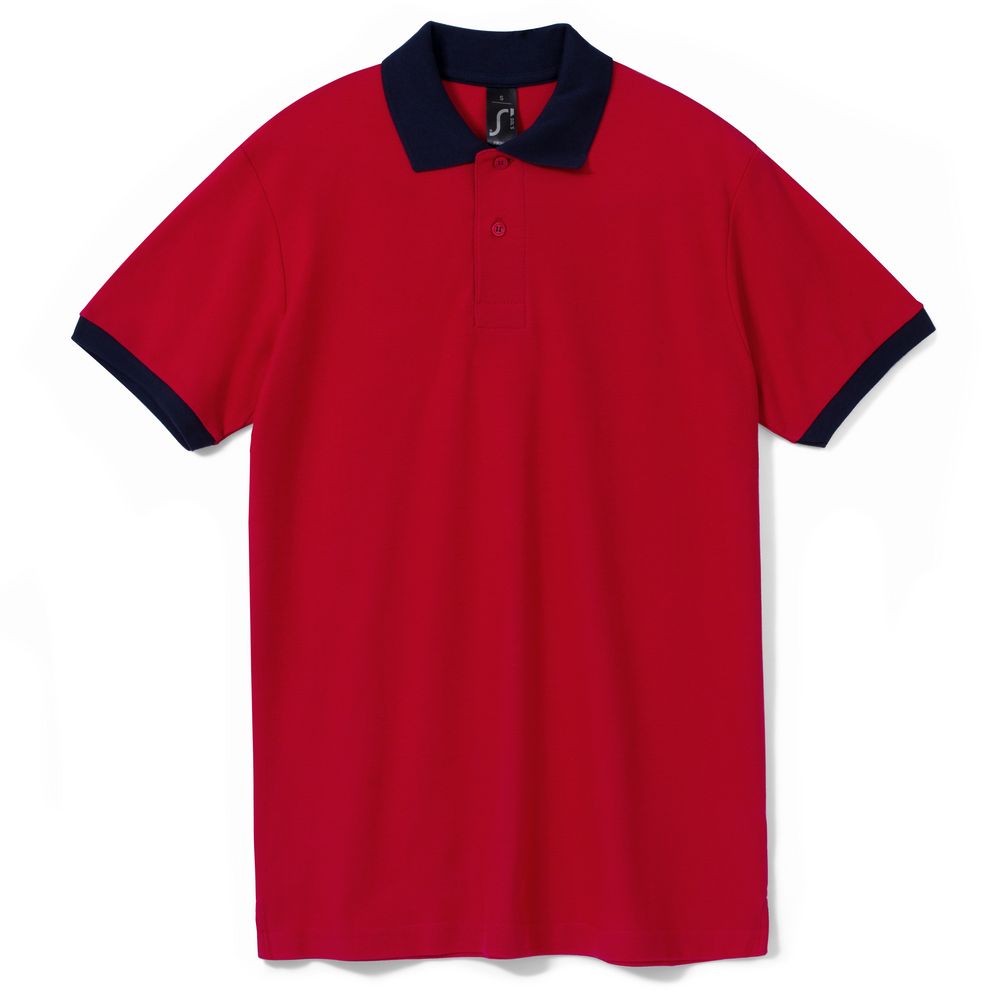 Рубашка поло Prince 190, красная с темно-синим, размер L
