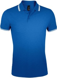Рубашка поло мужская Pasadena Men 200 с контрастной отделкой ярко-синяя с белым, размер S
