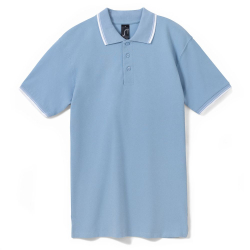 Рубашка поло мужская с контрастной отделкой Practice 270, голубой/белый, размер L