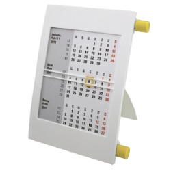 Календарь настольный на 2 года; белый с желтым; 18х11 см; пластик; тампопечать, шелкография