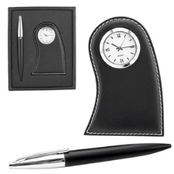 Набор "Лондон": часы настольные и ручка; 19,5х15,5х2,5 см; иск. кожа; лазерная гравировка, шильд