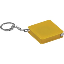 Брелок-рулетка (1 м); желтый; 4х4х1 см; пластик; тампопечать