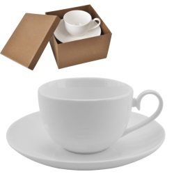 Чайная пара "Классика" в подарочной упаковке; 16,5х16,5х11см,190мл; фарфор; деколь