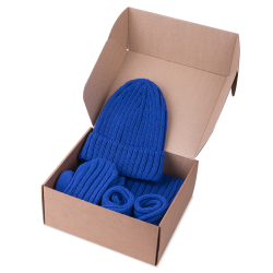 Набор подарочный НАСВЯЗИ: шапка, шарф, варежки, носки, синий