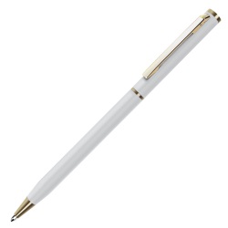 SLIM, ручка шариковая, белый/золотистый, металл