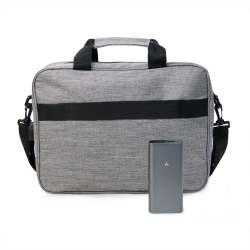 Подарочный набор BUSINESS: сумка для документов, внешний аккумулятор, серый