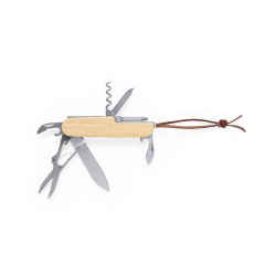 Карманный нож мультитул TITAN, нержавеющая сталь, бамбук, 9 функций, 9.4 x 2.5 x 1.5 cm