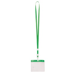 Ланъярд с держателем для бейджа MAES, зеленый; 11,2х0,5 см; полиэстер, пластик; тампопечать, шелкогр