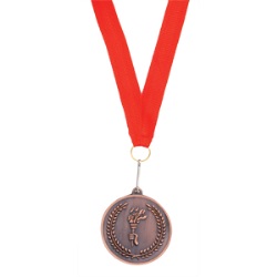 Медаль наградная на ленте "Бронза"; 48 см., D=5см.; текстиль, металл; лазерная гравировка, шелкограф