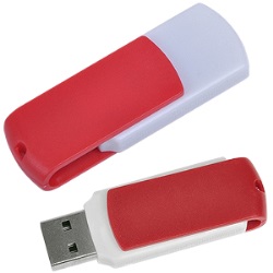 USB flash-карта "Easy" (8Гб),белая с красным, 5,7х1,9х1см,пластик