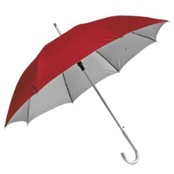 Зонт-трость с пластиковой ручкой "под алюминий" "Silver", полуавтомат; красный с серебром; D=103 cм