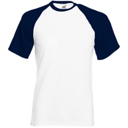 Футболка "Short Sleeve Baseball T", белый с глубоким темно-синим_2XL, 100% х/б, 160 г/м2