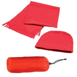 Флисовый набор "Winter" шапка и шарф в чехле, красный, флис, 180 гр/м2