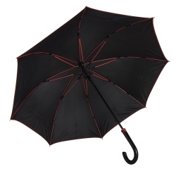 Зонт-трость "Back to black", полуавтомат, 100% полиэстер, черный с красным