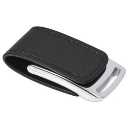 USB flash-карта "Lerix" (8Гб), черный, 6х2,5х1,3см, металл, искусственная кожа