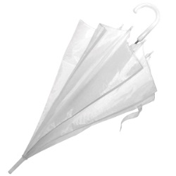 Зонт-трость с пластиковой ручкой, механический; белый; D=103 см; 100% полиэстер; шелкография