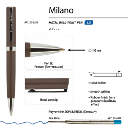 Ручка шариковая автоматическая MILANO,  коричневый