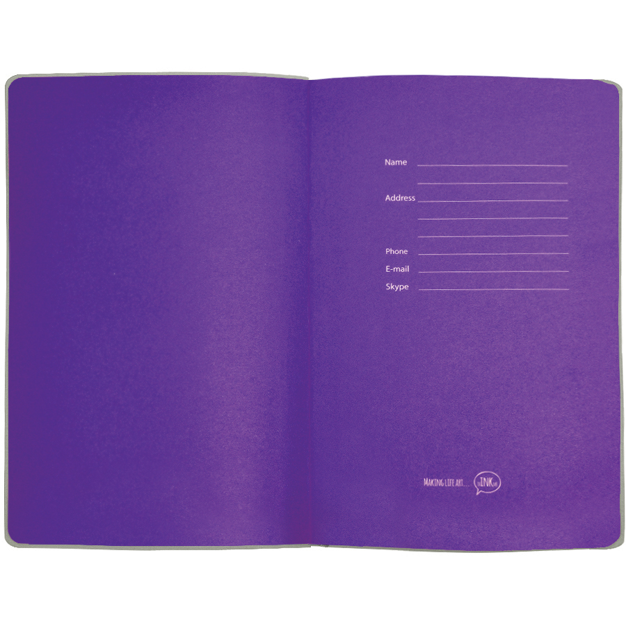 Бизнес-блокнот FUNKY, 130*210 мм, серый/фиолетовый форзац, мягкая обложка, блок-линейка
