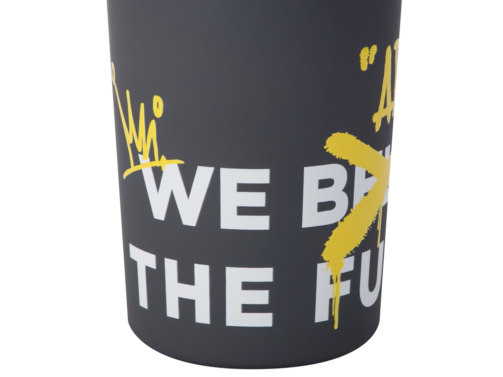 Герметичная термокружка на присоске Kick, 350 мл, серый (уф печать круговая)