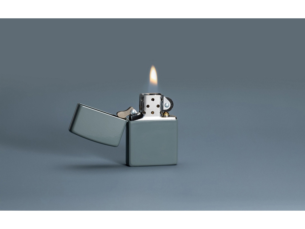 Зажигалка ZIPPO Classic с покрытием Flat Grey, латунь/сталь, серая, глянцевая, 38x13x57 мм