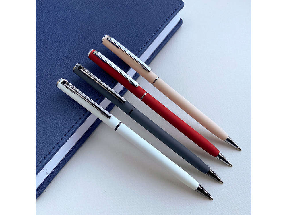 Ручка шариковая автоматическая BrunoVisconti® PALERMO цвет корпуса красный, soft-touch, 0.7 мм