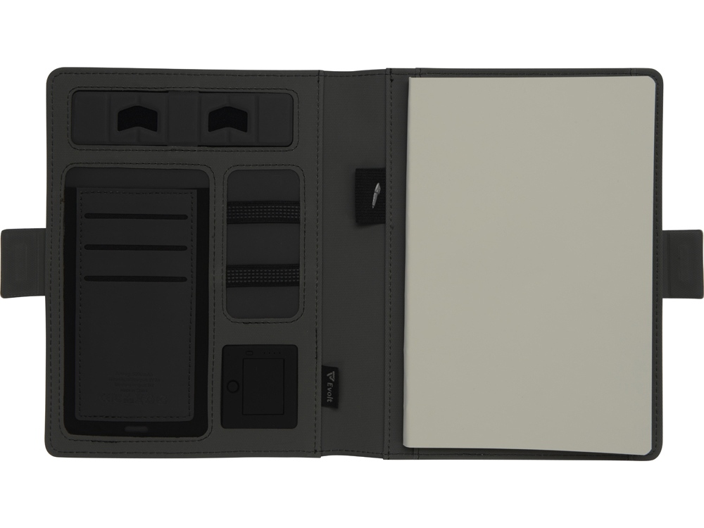 Органайзер с беспроводной зарядкой 5000 mAh Powernote, светло-серый