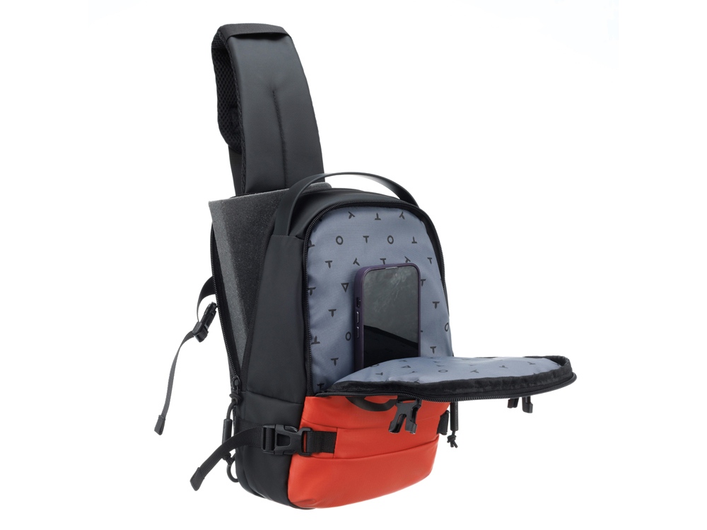 Рюкзак на одно плечо TORBER Xtreme, оранжевый/чёрный, 20 х 8 х 31 см, 5л