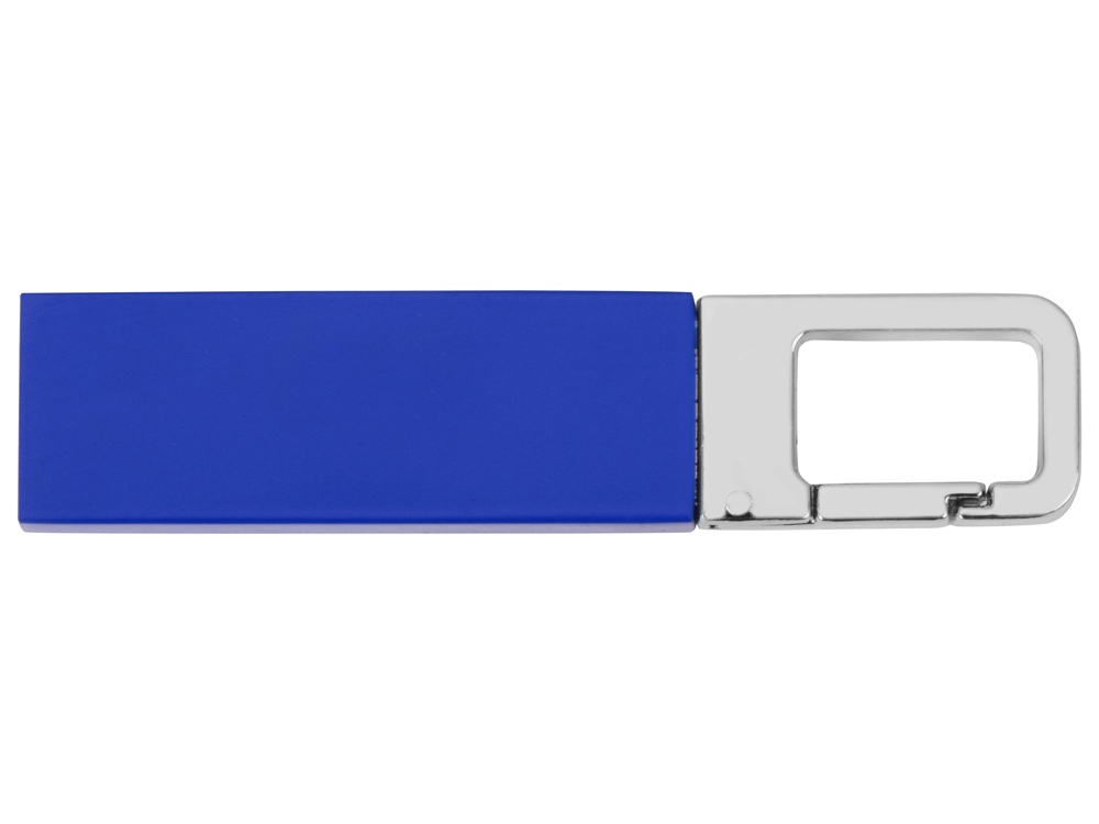 Флеш-карта USB 2.0 16 Gb с карабином Hook, синий/серебристый