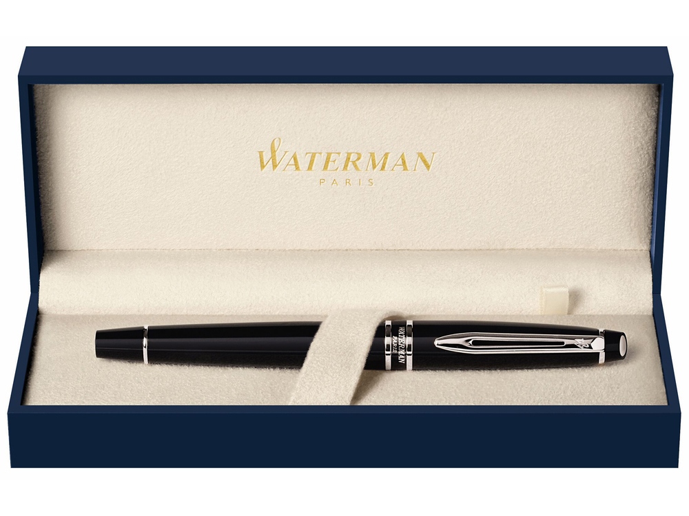 Ручка перьевая Waterman модель Expert в коробке, черная с серебр.