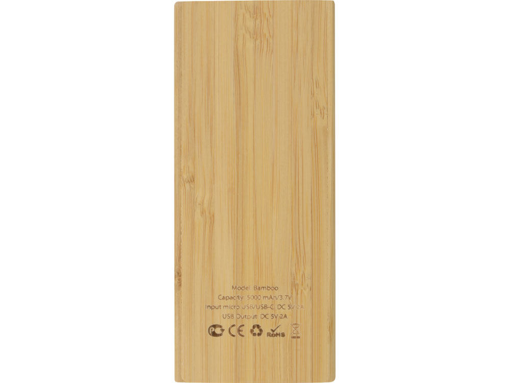 Внешний аккумулятор из бамбука Bamboo, 5000 mAh