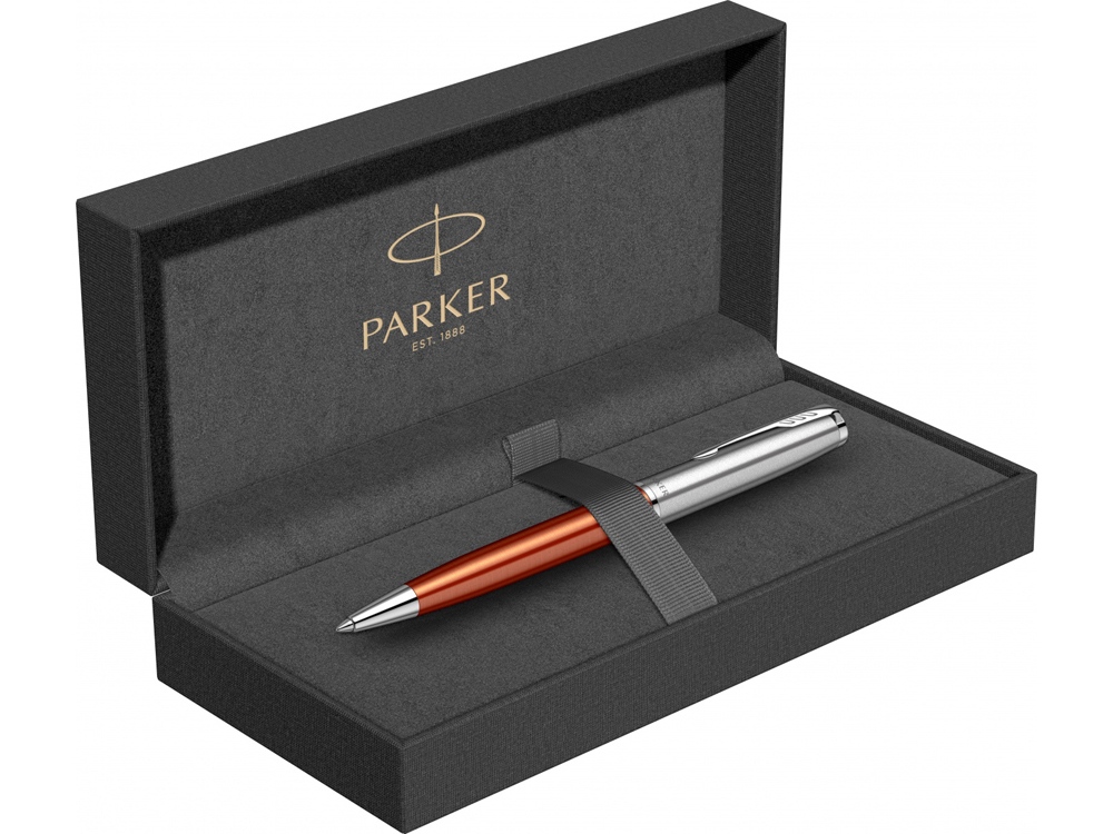 Шариковая ручка Parker Sonnet Essentials Orange SB Steel CT, цвет чернил black, перо: M, в подарочной упаковке.