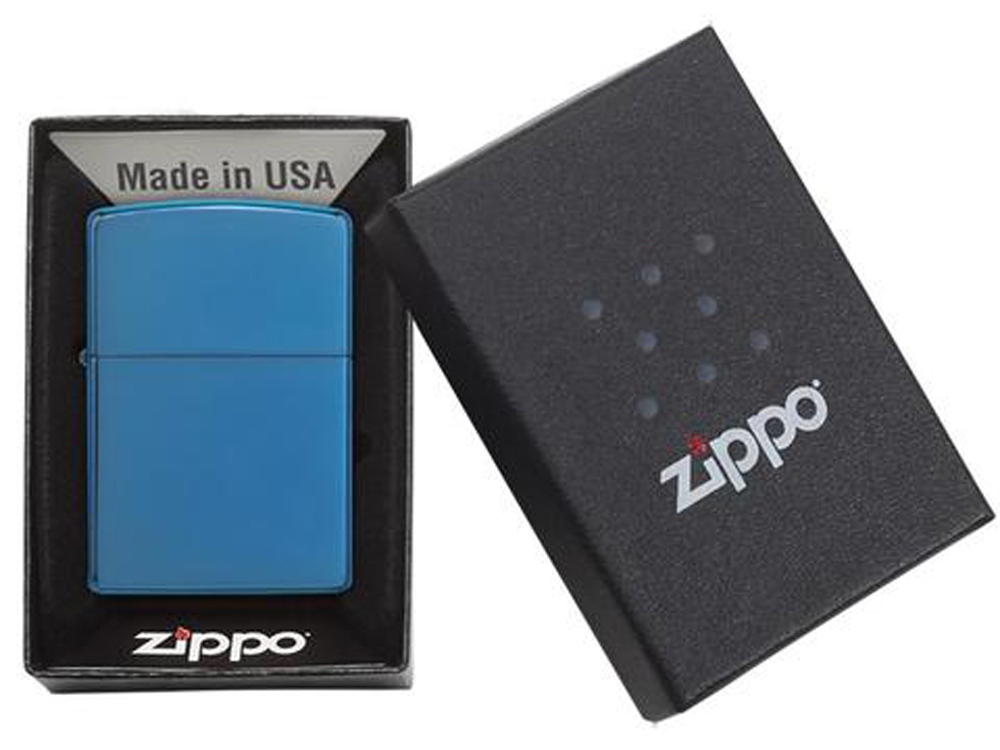 Зажигалка ZIPPO Classic с покрытием Sapphire™, латунь/сталь, синяя, глянцевая, 38x13x57 мм