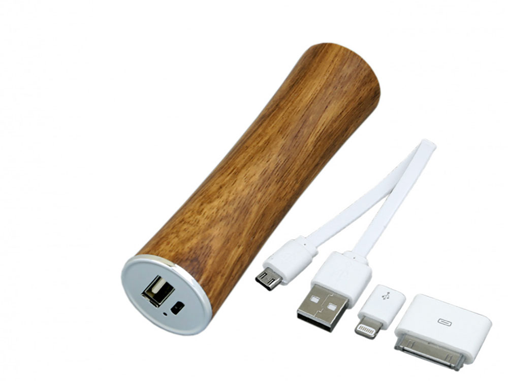 PB_wood2 Универсальное зарядное устройство power bank круглой формы. 2200MAH. Красный