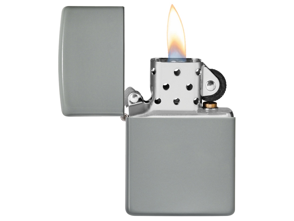 Зажигалка ZIPPO Classic с покрытием Flat Grey, латунь/сталь, серая, глянцевая, 38x13x57 мм