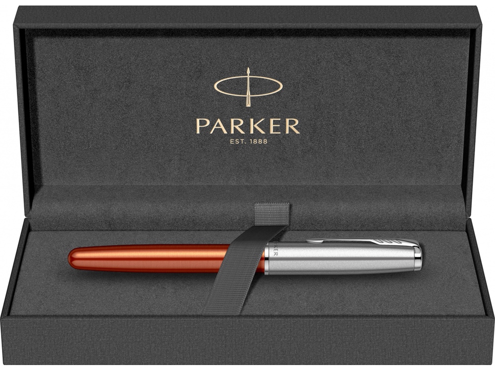 Ручка-роллер Parker Sonnet Essentials Orange SB Steel CT, цвет чернил black,перо: F, в подарочной упаковке.