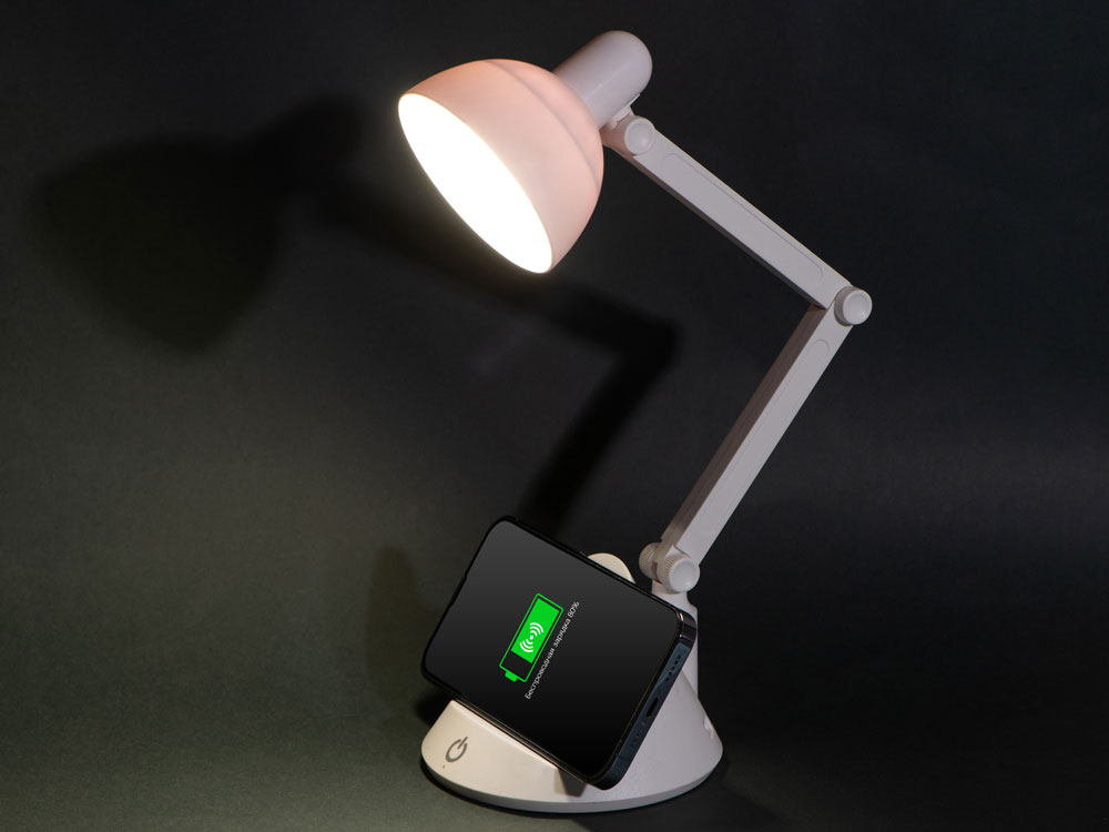 Настольный светильник с функцией беспроводной зарядки Bendy, 5 Вт