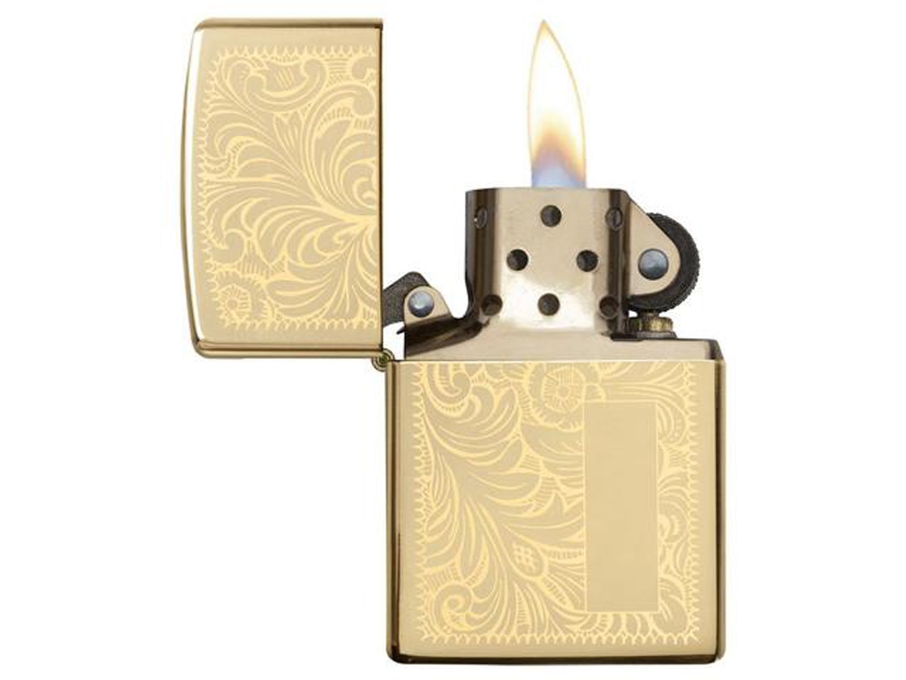 Зажигалка ZIPPO Venetian® с покрытием High Polish Brass, латунь/сталь, золотистая, 38x13x57 мм